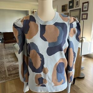 Emily McCarthy Spot Cheetah Women's Crew Neck Sweater with Abstract Pattern